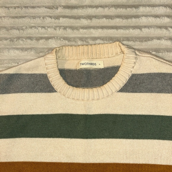TwoThirds Womens Sweaters XL  Organic Cotton Jumper Pullover Striped Rib - Picture 2 of 7
